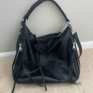 Black pebbled leather Botkier hobo bag with shoulder and crossbody straps